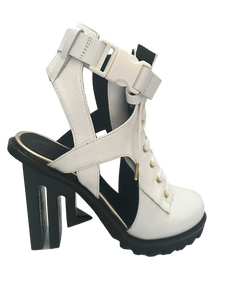 BOOTY LACE UP HEELS WHITE