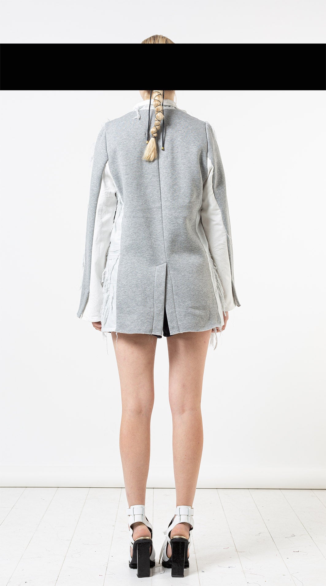 Panelled Oversized Jacket - Grey