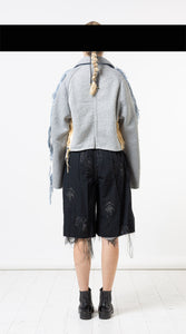 Panelled Raglan Shortie Coat - Grey